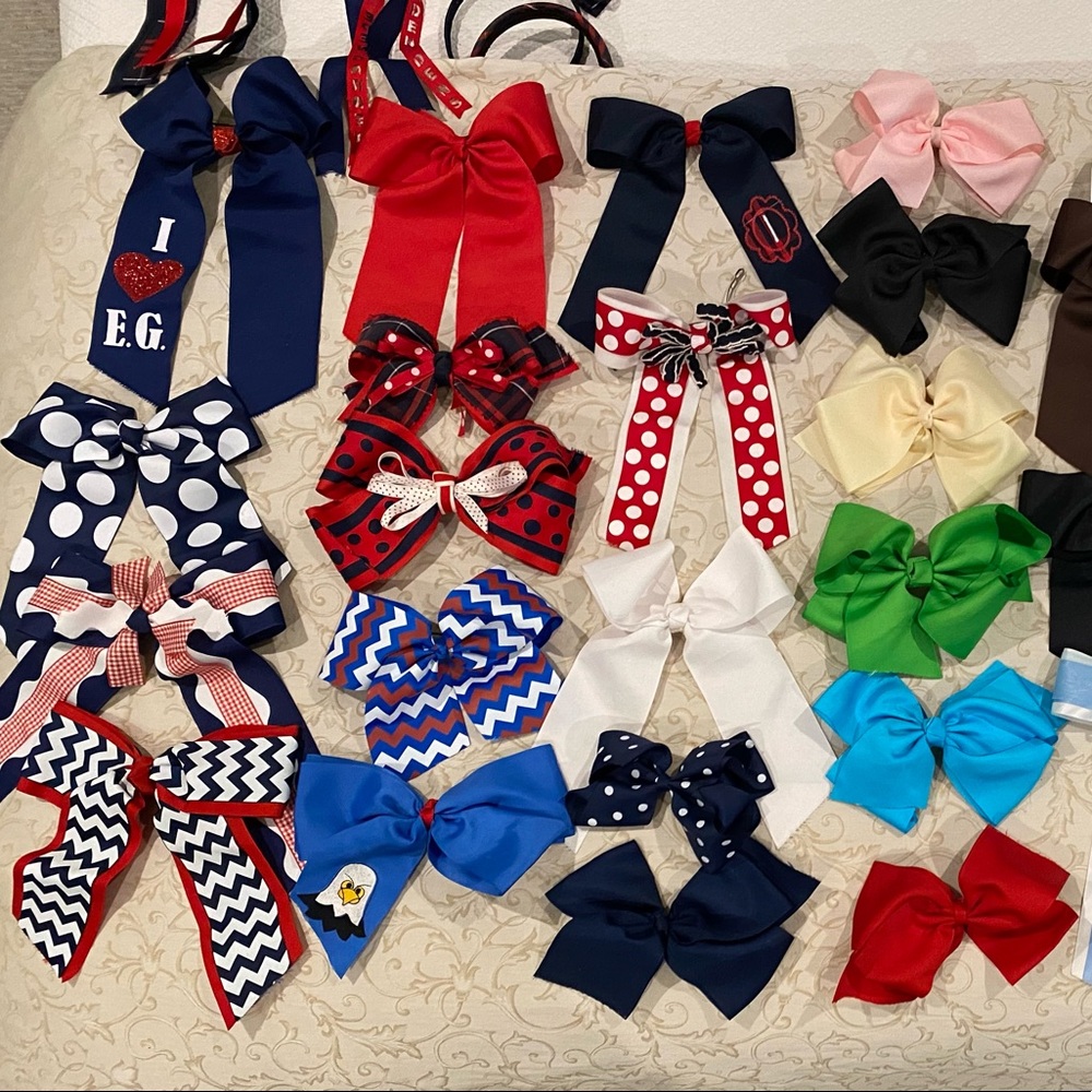 Bows Galore!  Over 30 bows of different sizes and colors.